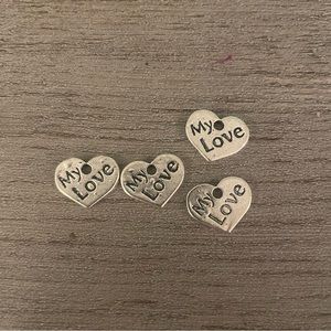 Set of 4 Antique Silver My Love Charms